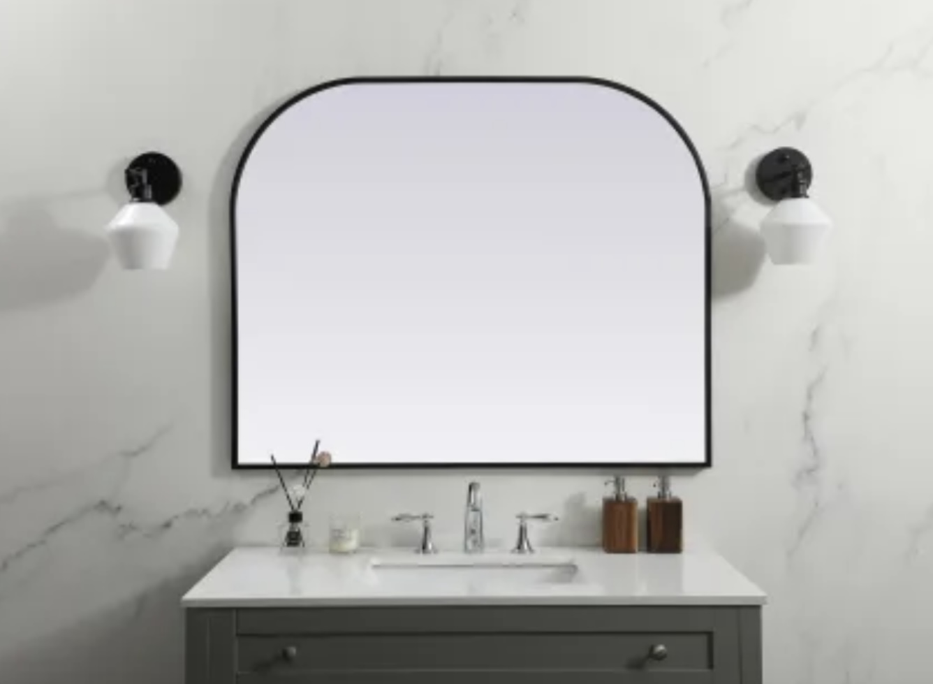 Elegant Lighting Blaire 42" W x 34" H Modern Arched Bathroom Wall Mirror