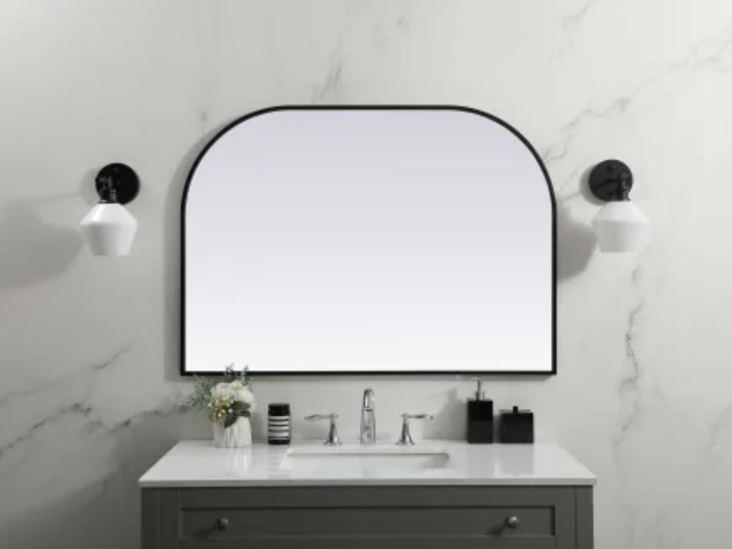 Elegant Lighting Blaire 42" W x 30" H Modern Arched Bathroom Wall Mirror