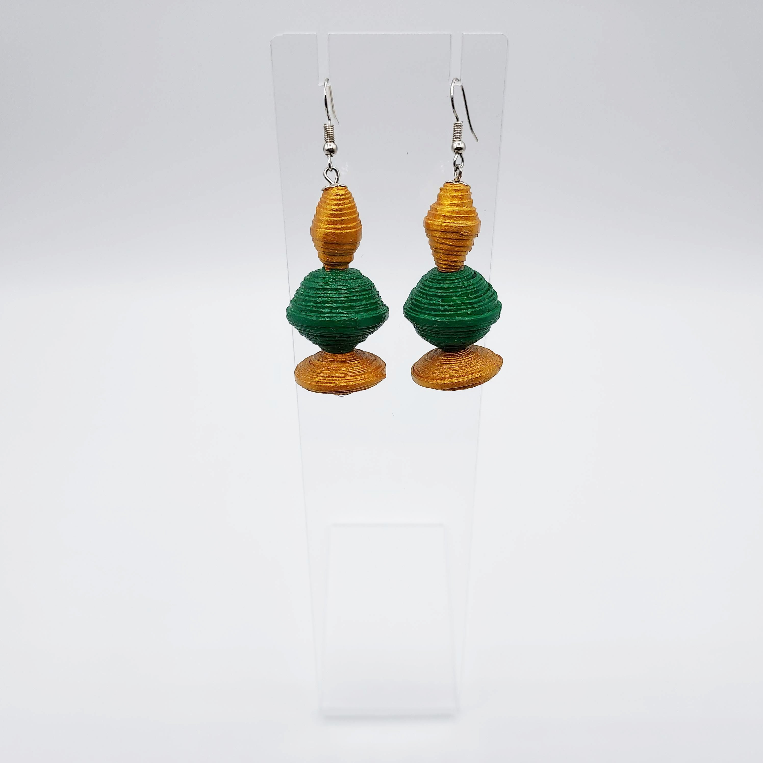 Boucles d'oreilles vert et doré