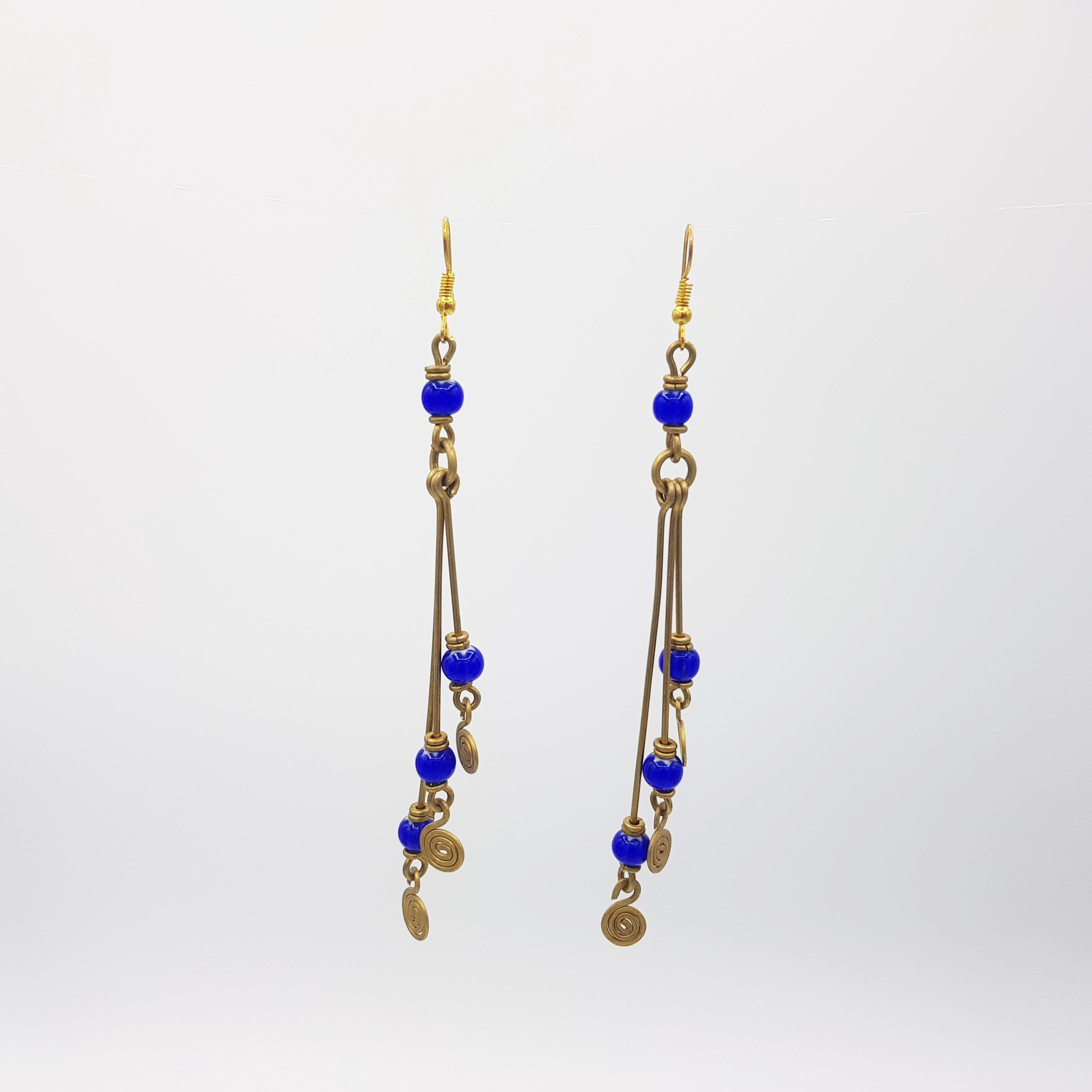 Boucles d'oreilles microbilles bleu