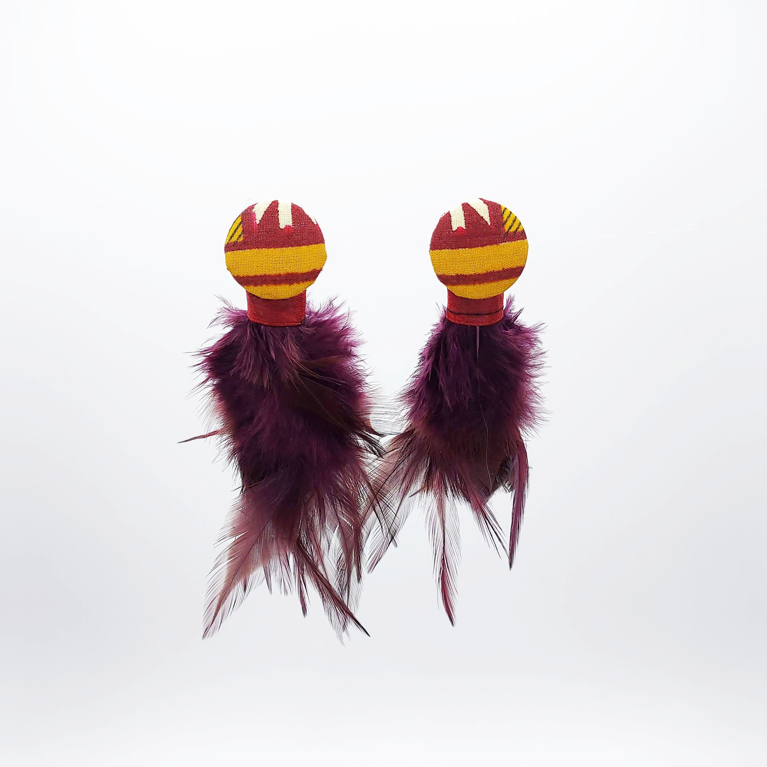 Boucles d'oreilles en plumes turquoise