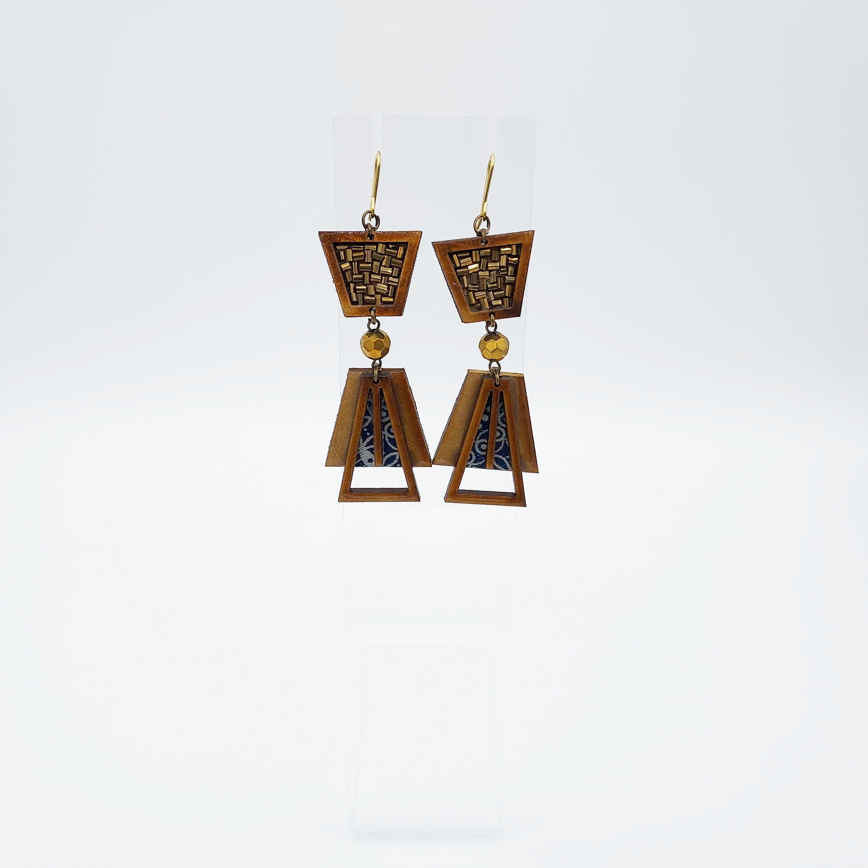 Boucles d'oreilles design en bois