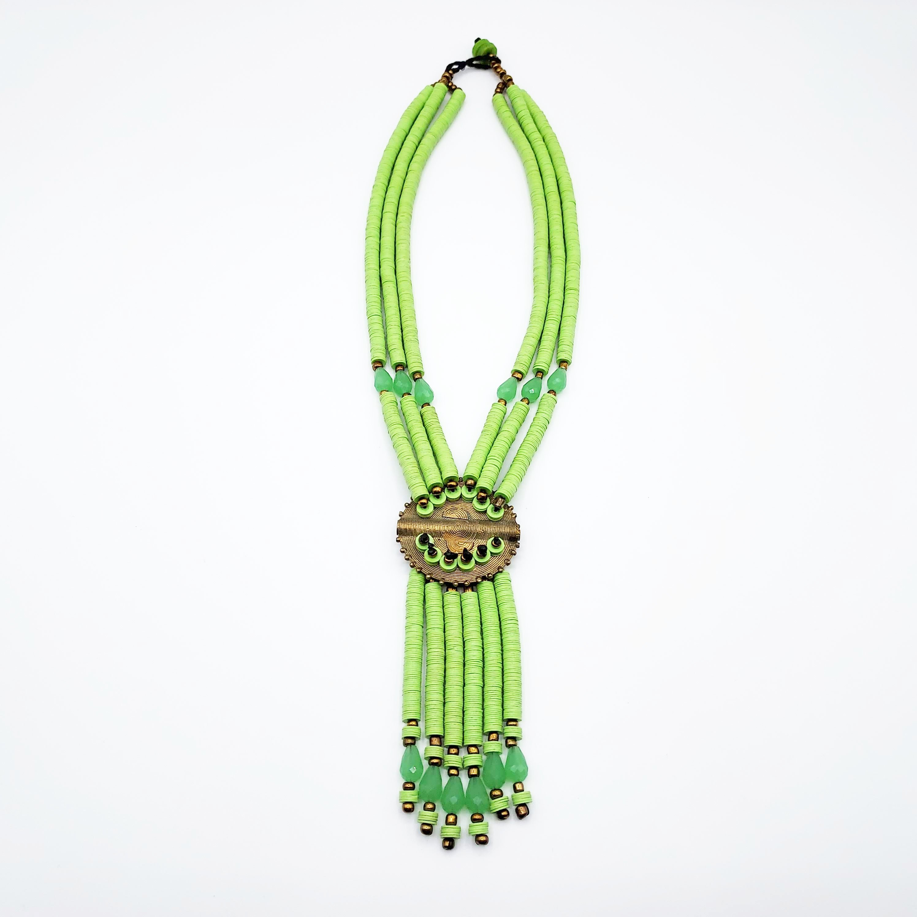 Collier multi-rang en perles vertes