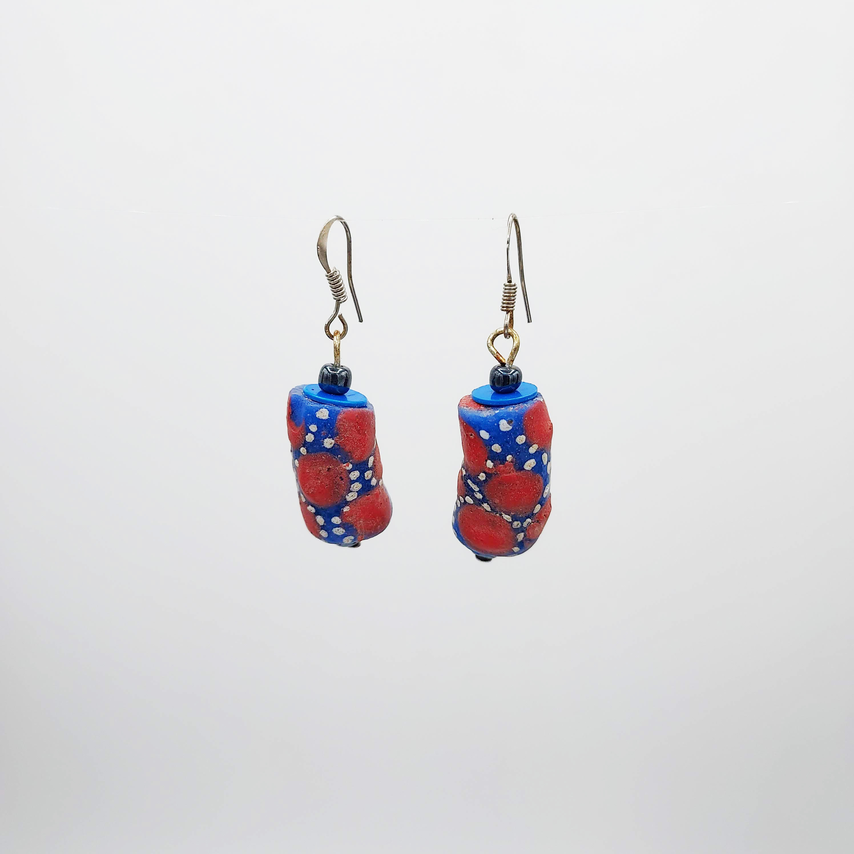 Boucles d'oreilles rouge et bleu