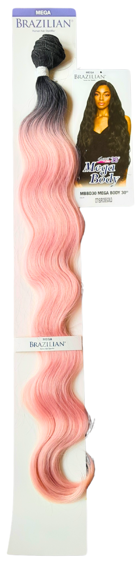 Extensions cheveux ondulés brésiliens rose et noir 30"