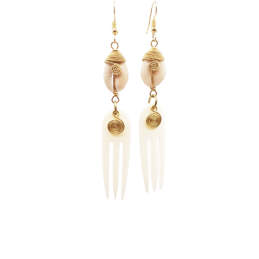 Boucles d'oreilles fourchette avec coquille