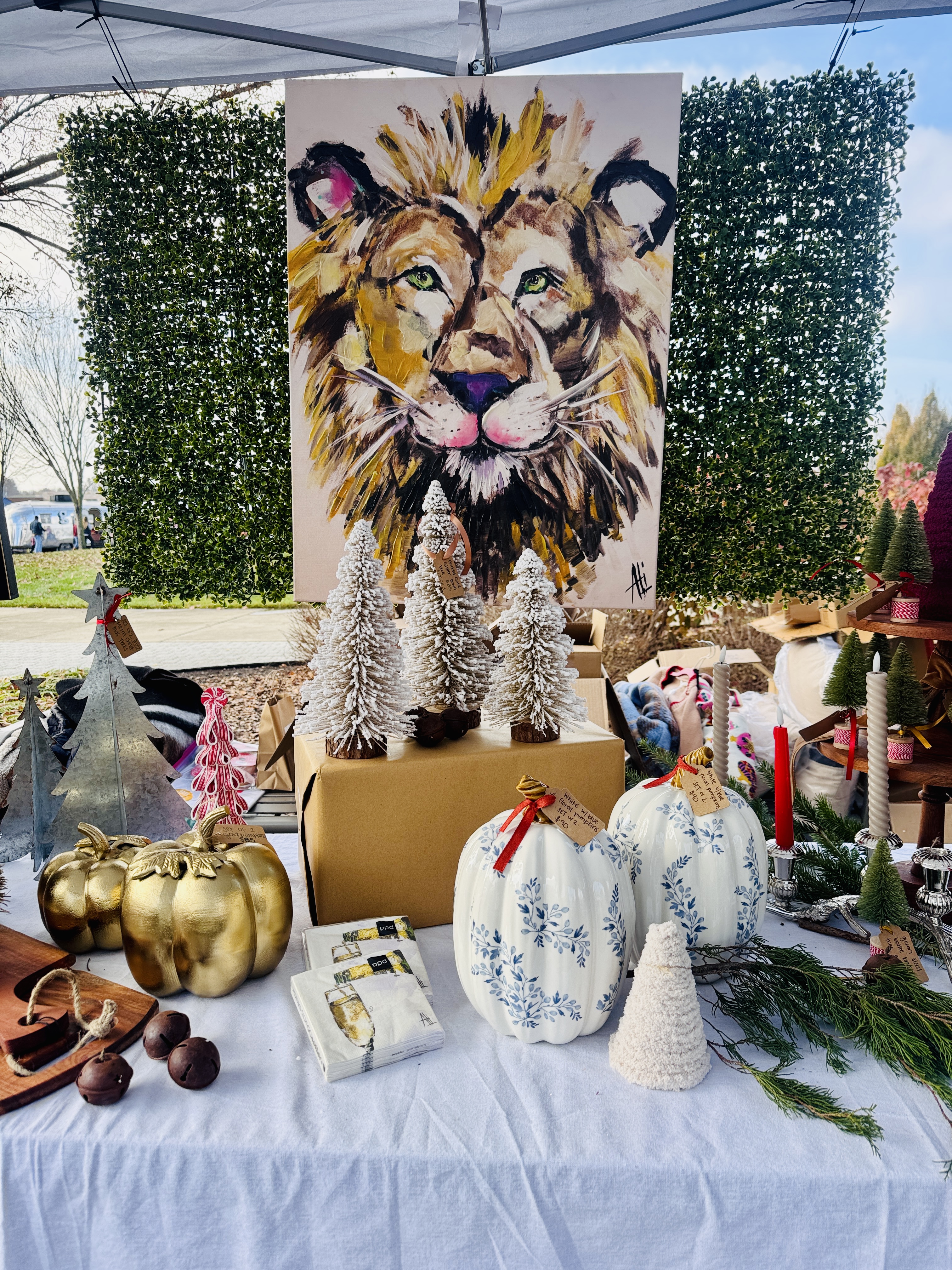 Flocked Gold Glittered Bottle Brush Trees