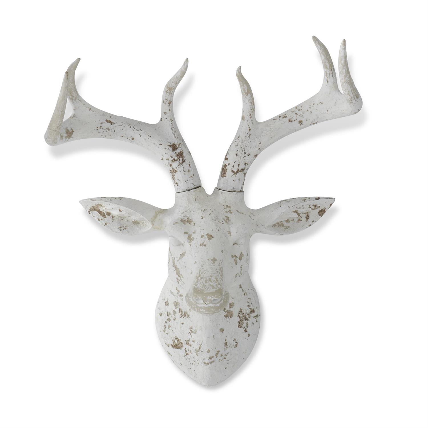 Distressed White Resin Deer 