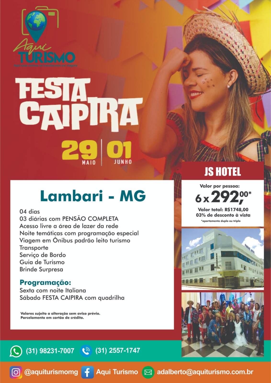Festa Caipira em Lambari - MG Valor por pessoa
