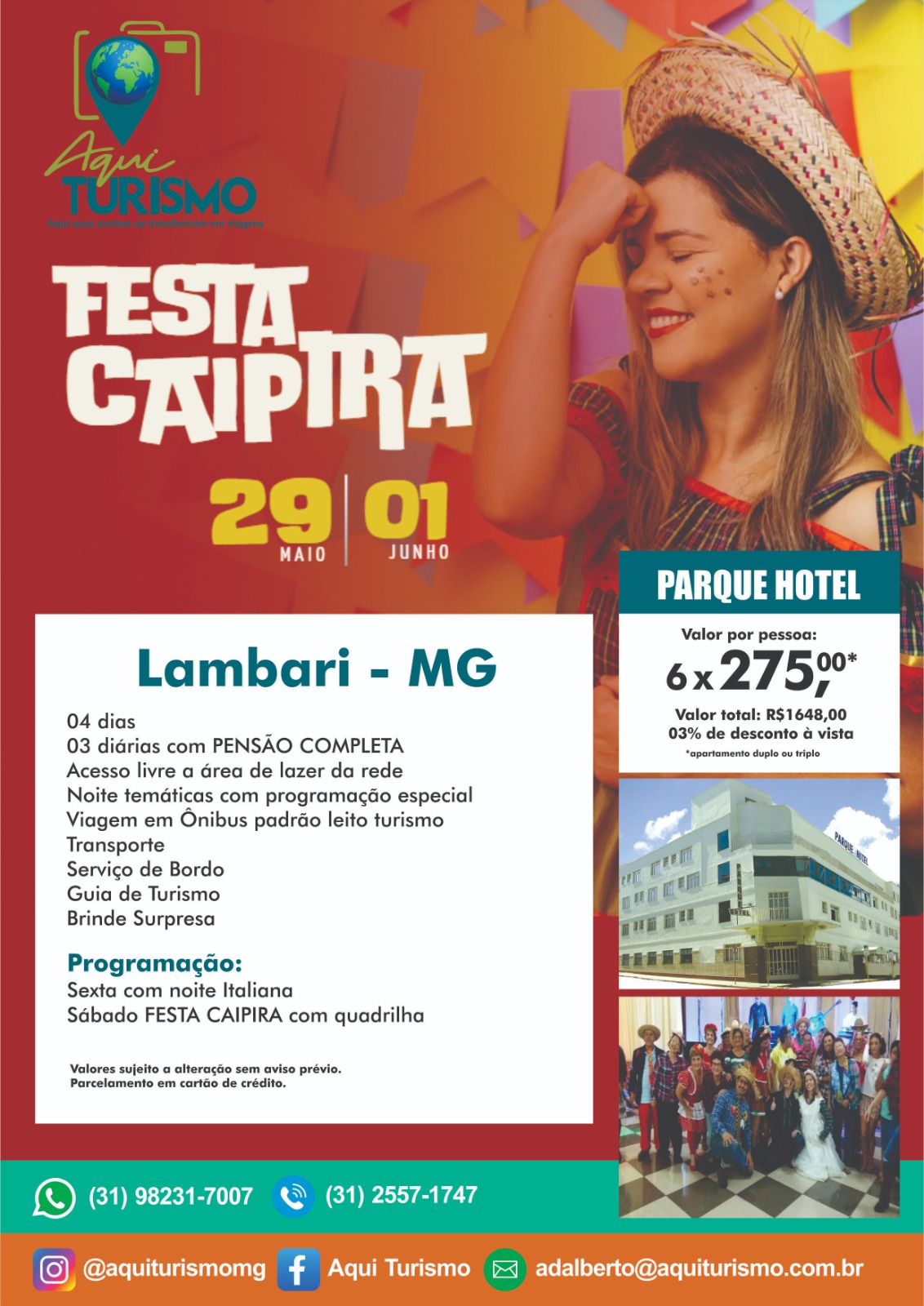 Festa Caipira em Lambari - MG  Valor por pessoa