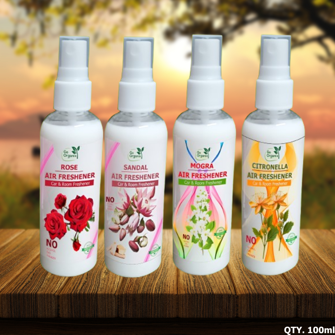 Natural Air Freshener (Mogra, Sandal, Rose, Citronella) Pack of 4