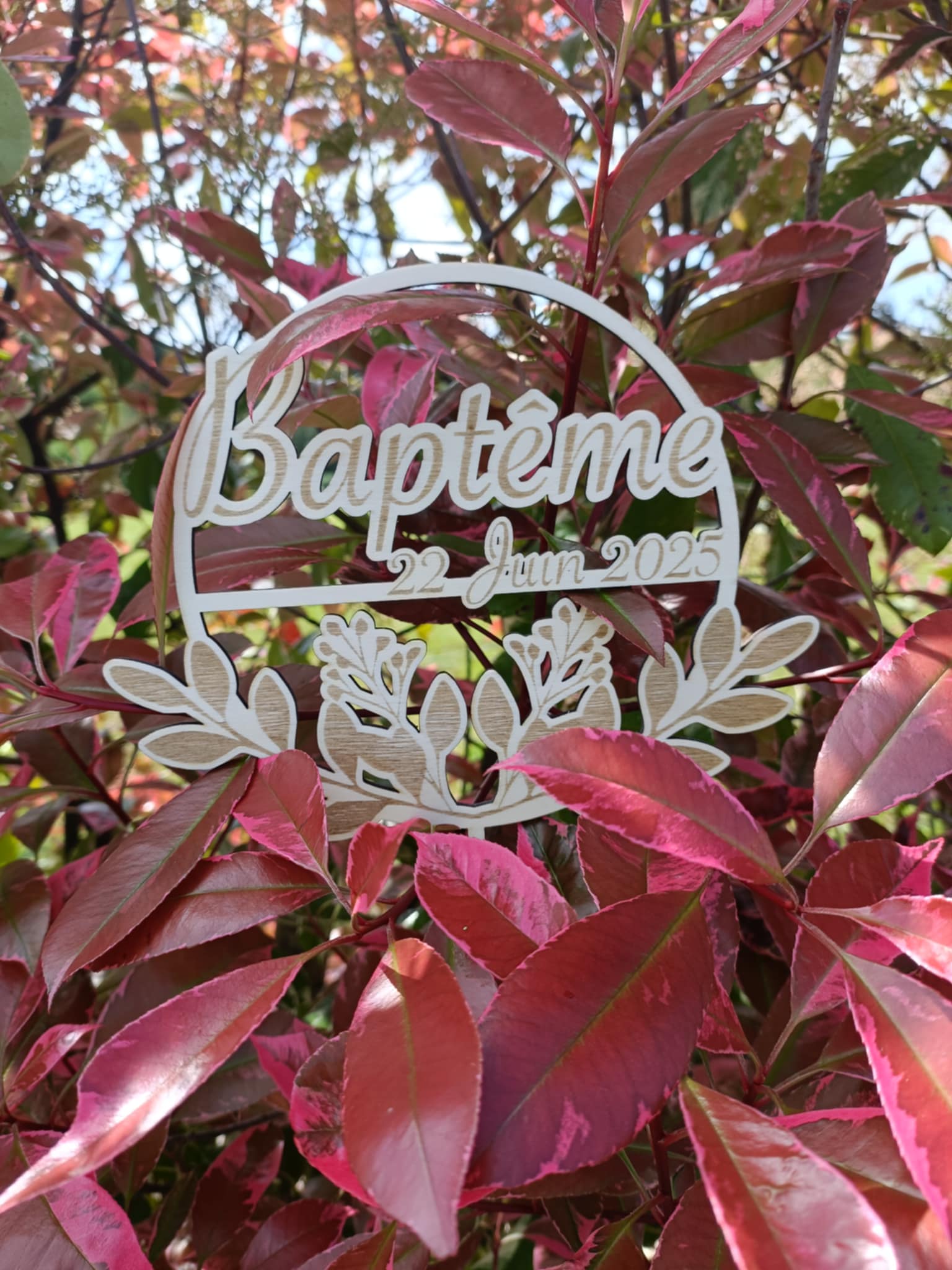 Cake Topper Baptême en Bois