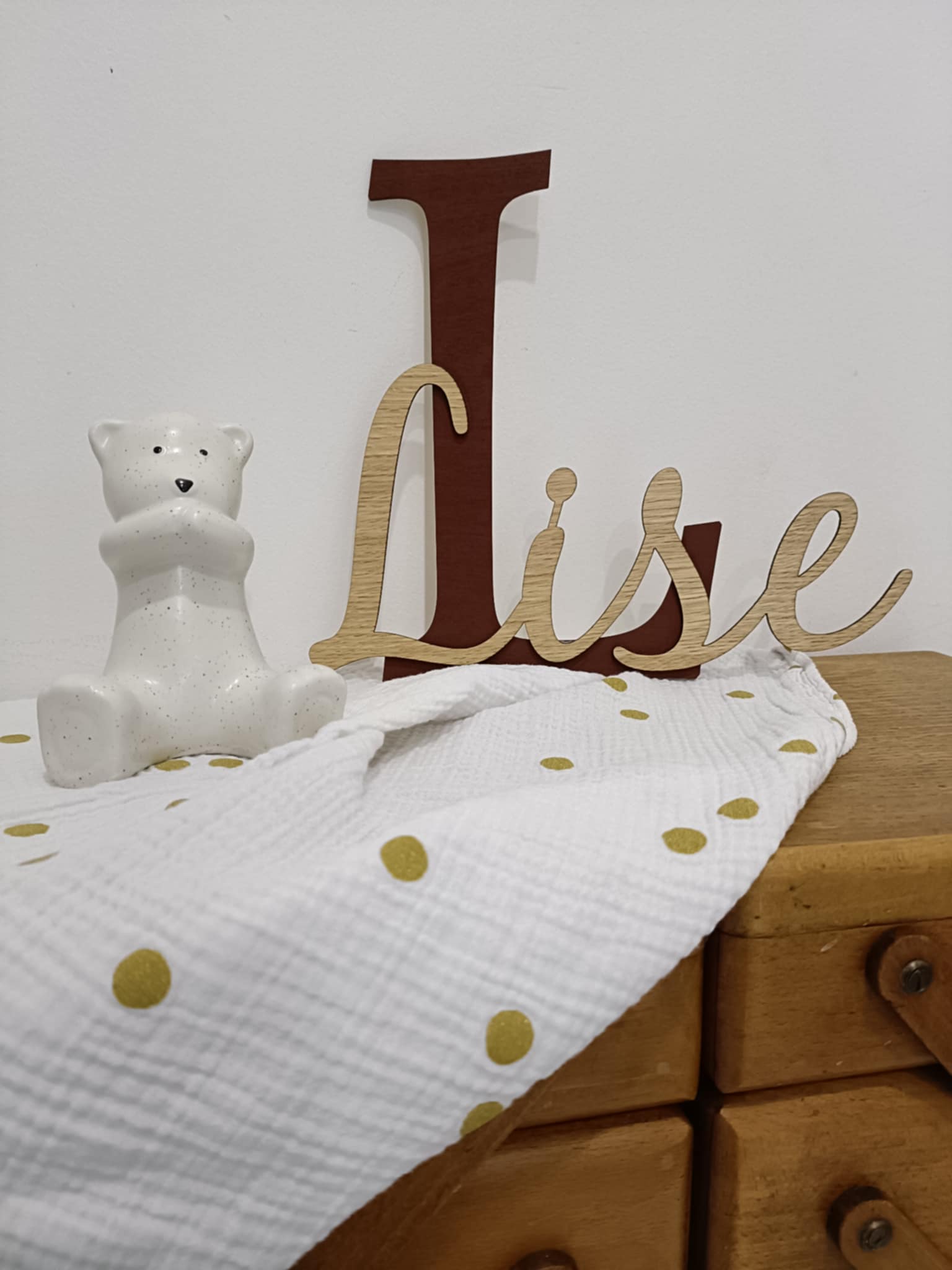 Pancarte personnalisée en bois – Initiale & Prénom
