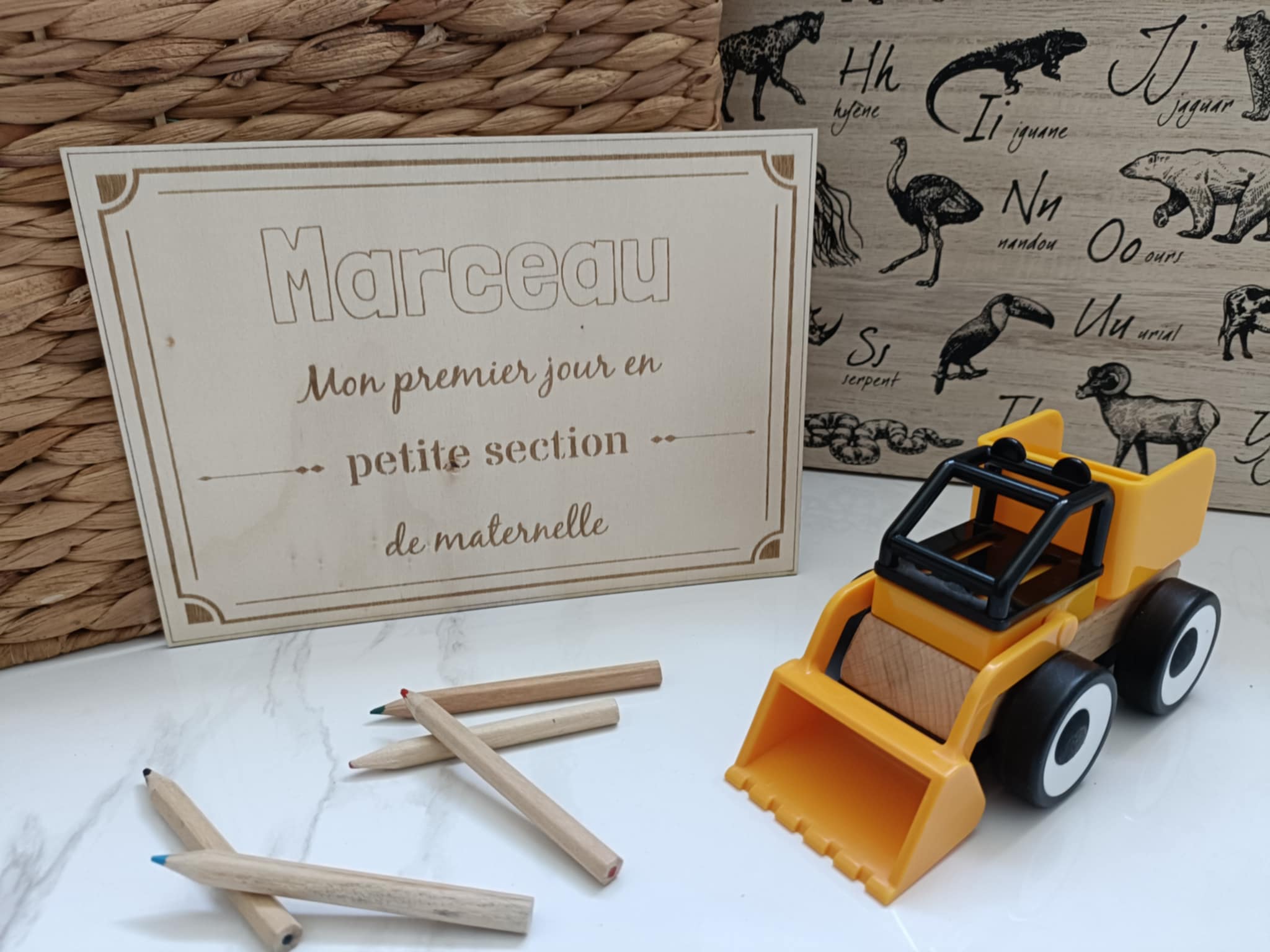 Pancarte en bois personnalisée – Premier jour d'école