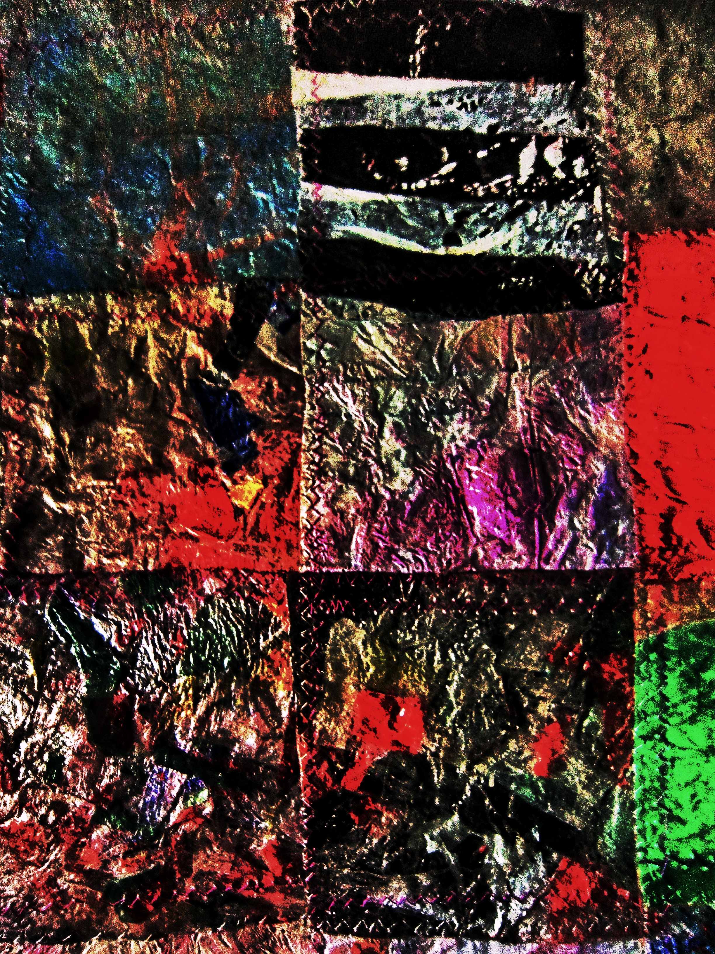Recycled plastic metallic photo stock,Metallic art,Metallic patchwork art,Recycled plastic metallic,Glossy abstract art,Abstract metallic background,Sustainable metallic art.