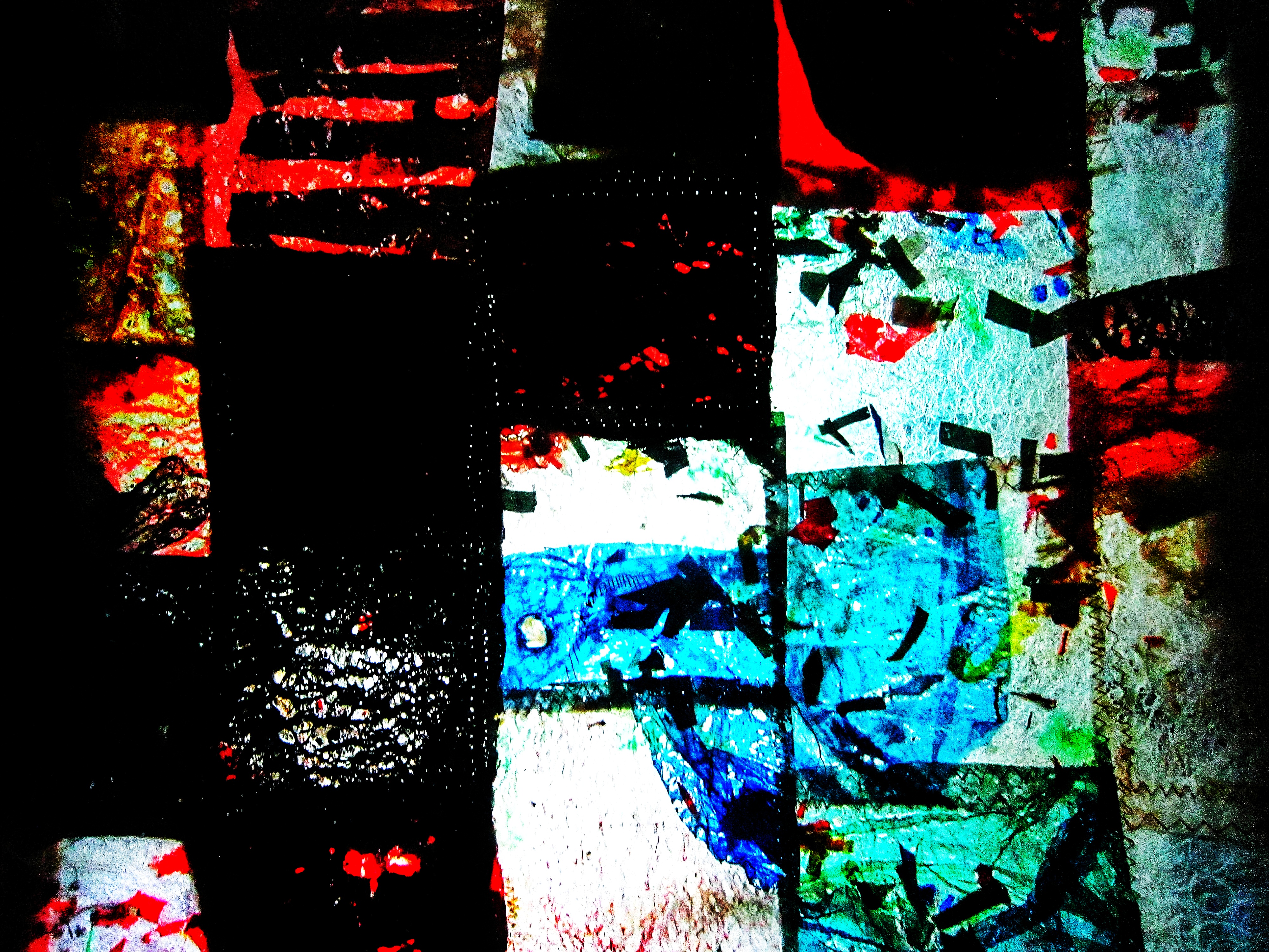 Patchwork abstract series,Recycle plastic ironed  patchwork sewing,Mix abstract square color,Patchwork abstract image art