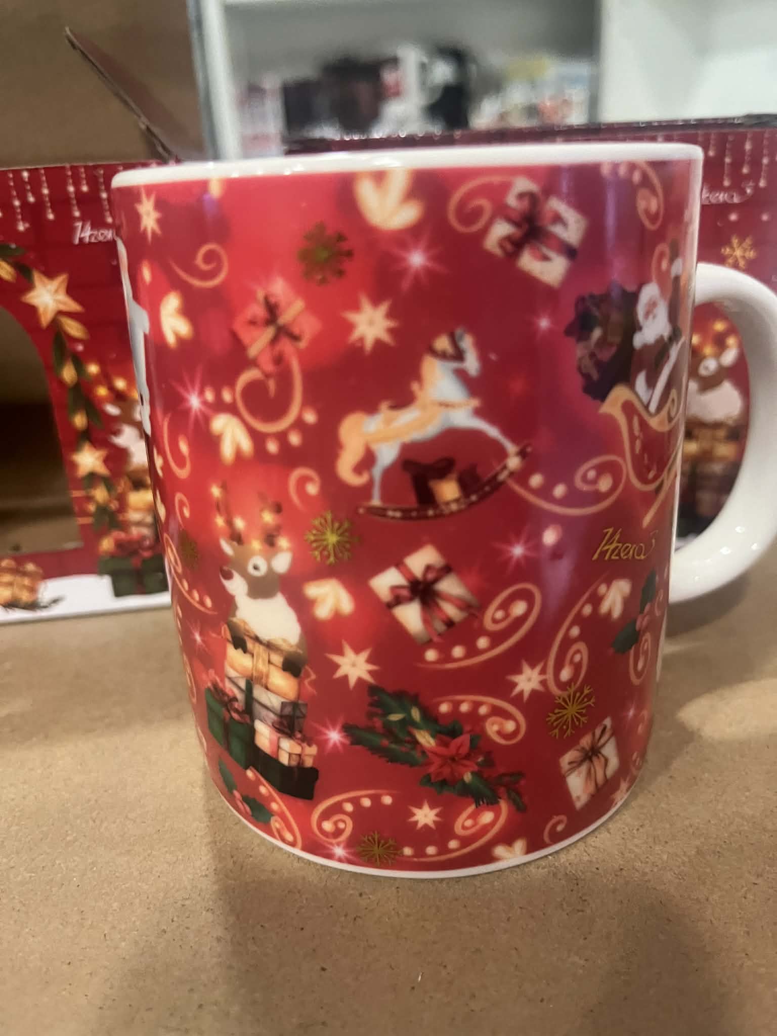Christmas-themed ceramic mug