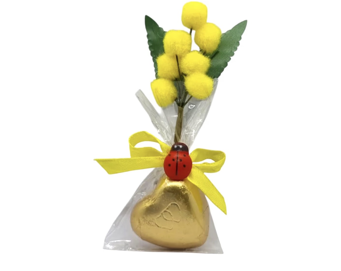 Sacchettino Mimosa con Cuore di Cioccolato