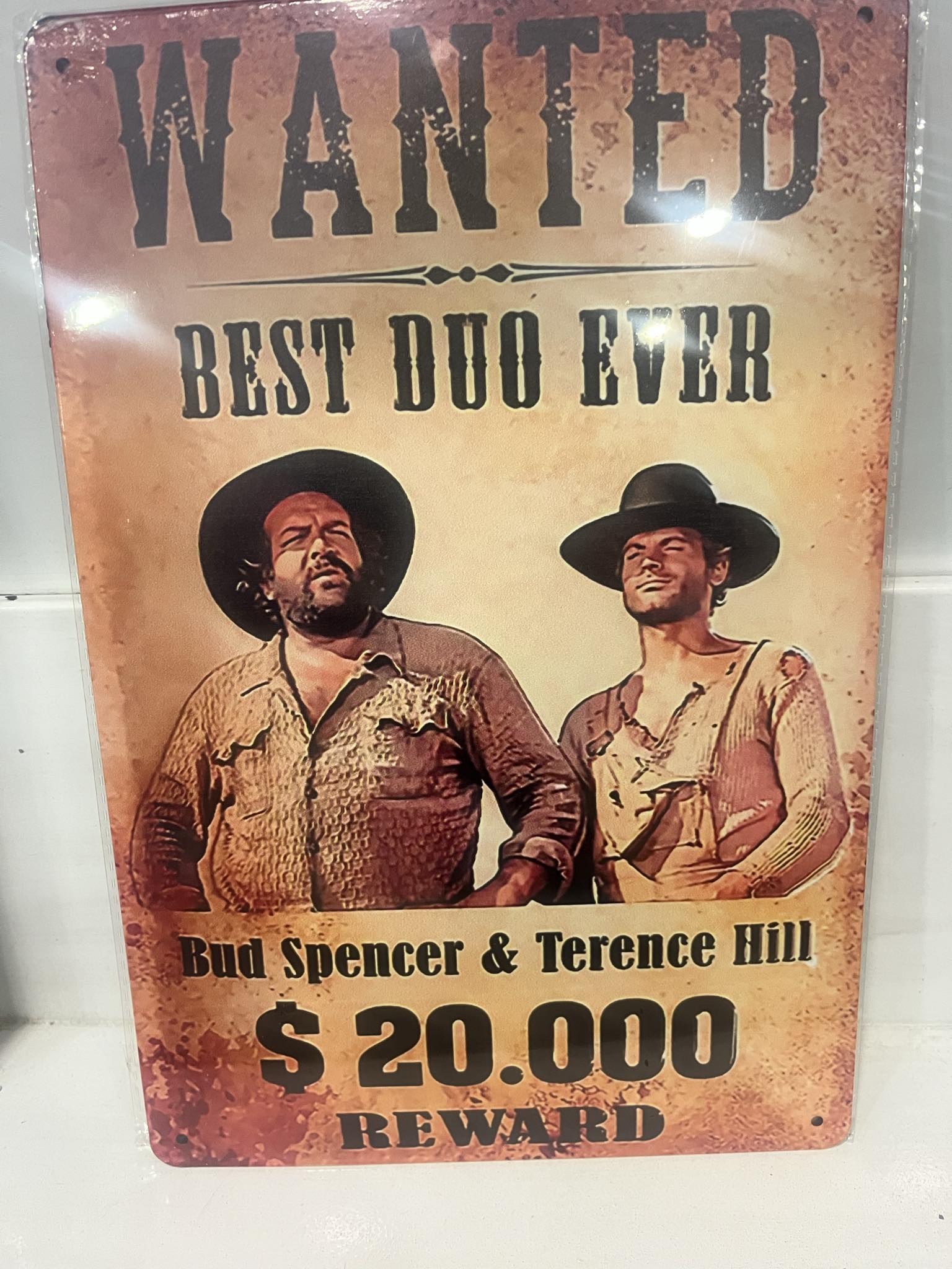Targa Metallo Wanted Bud Spencer & Terence Hill