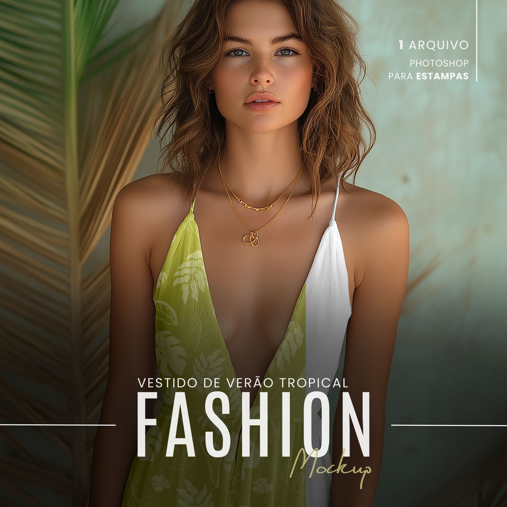 Mockup vestido tropical para estampas