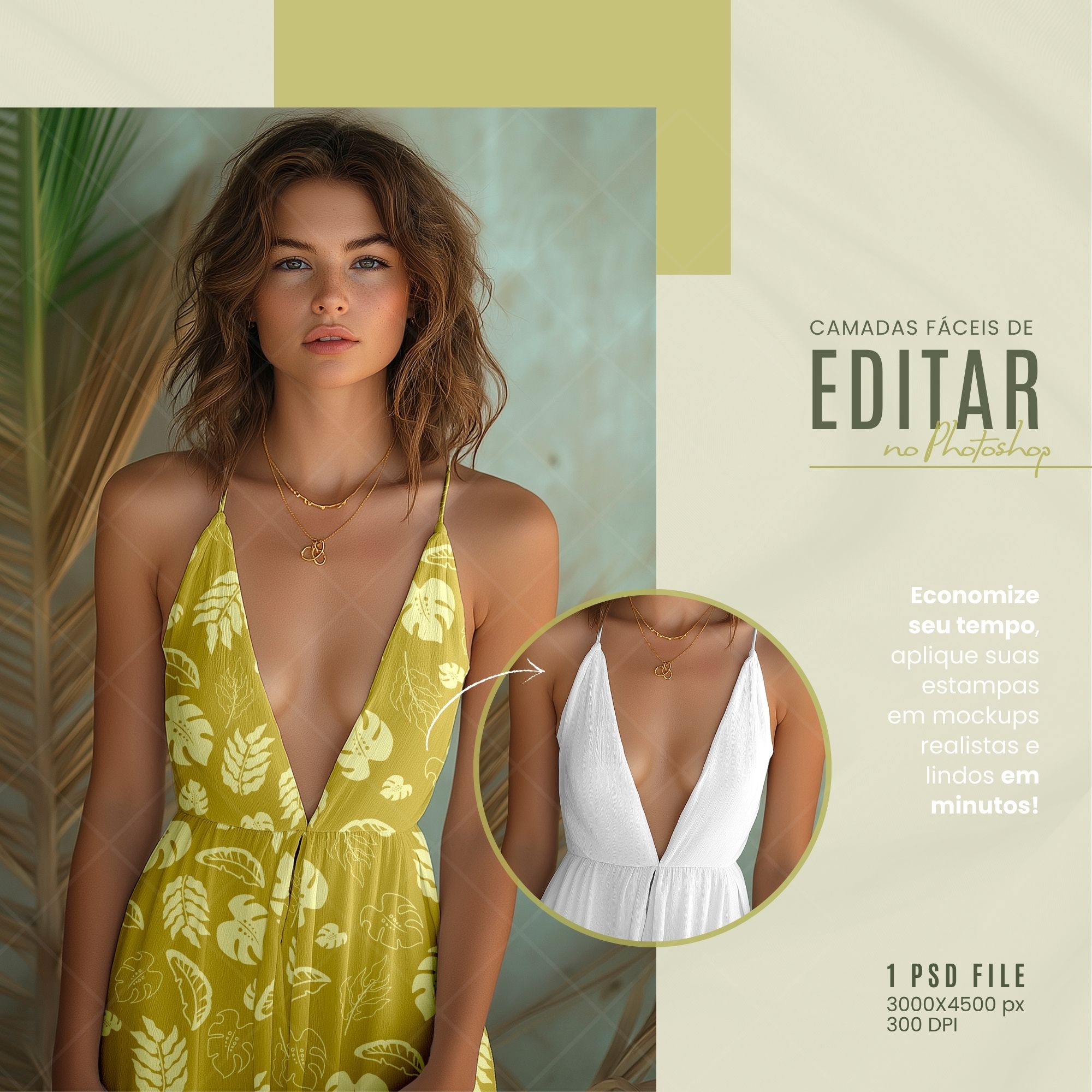 Mockup vestido tropical para estampas