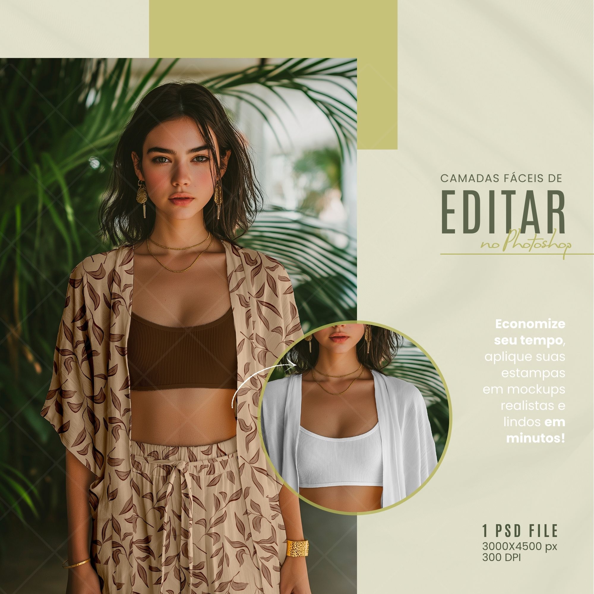 Mockup quimono tropical para estampas