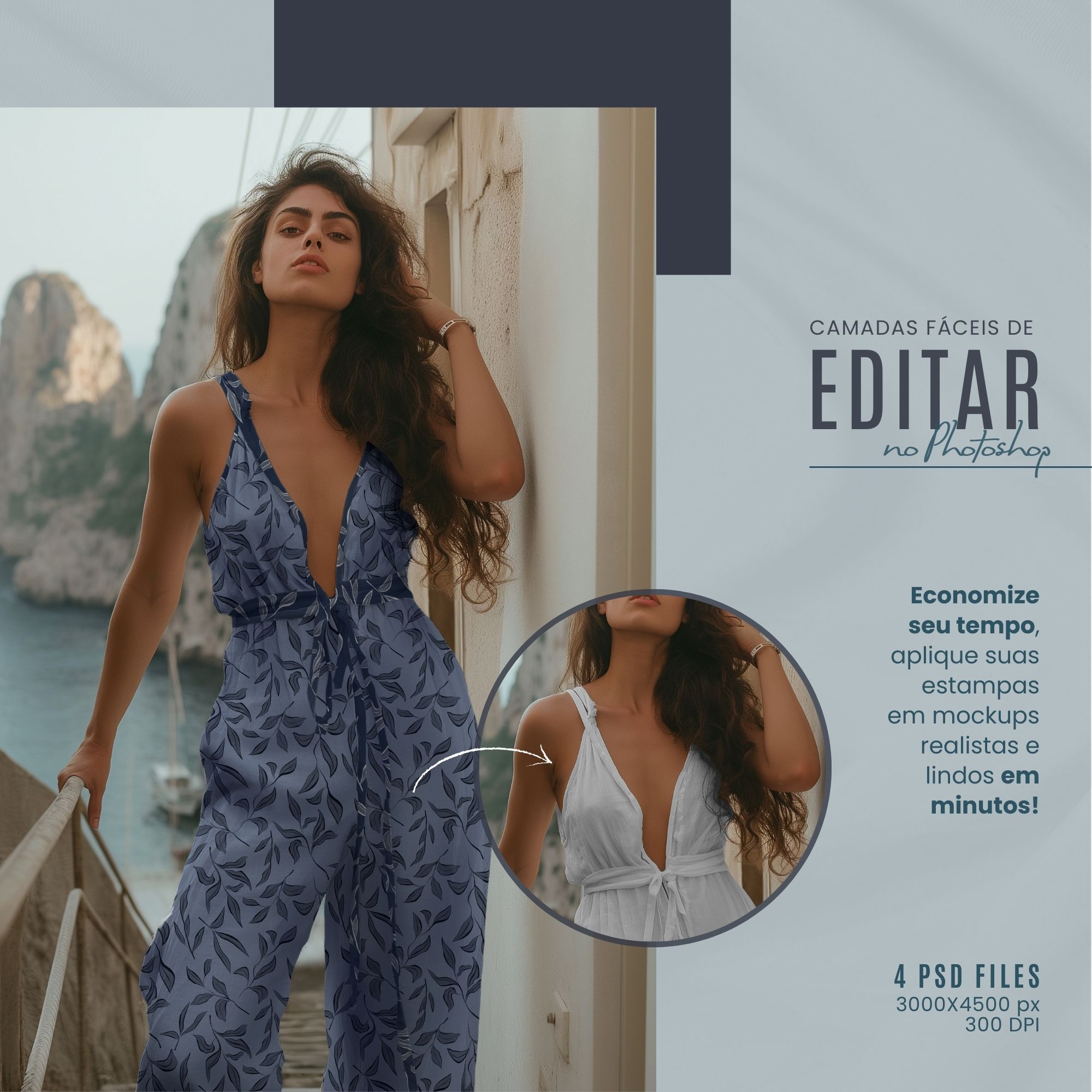 Pacote de mockups para estampas - Coleção Verão no Mediterrâneo