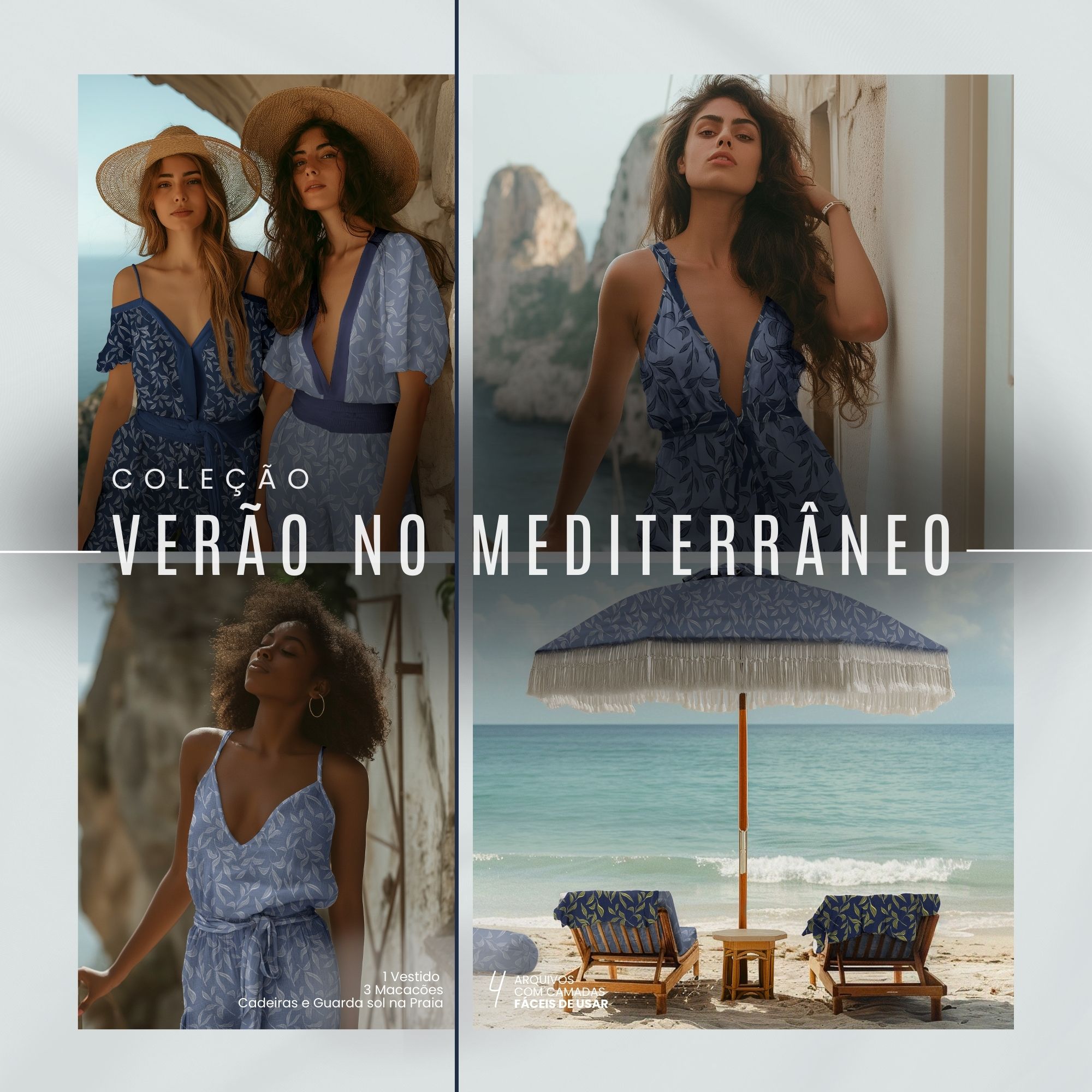 Pacote de mockups para estampas - Coleção Verão no Mediterrâneo