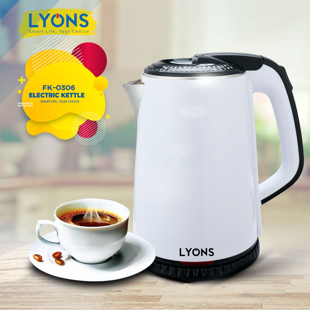 Lyons Cordless Electric Kettle 1.8 Litres