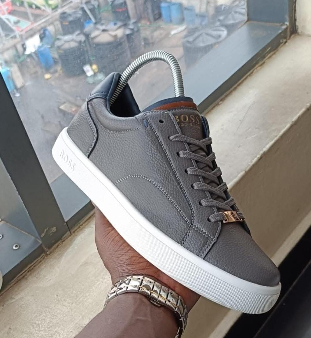 Hugo Boss Grey Leather Sneakers