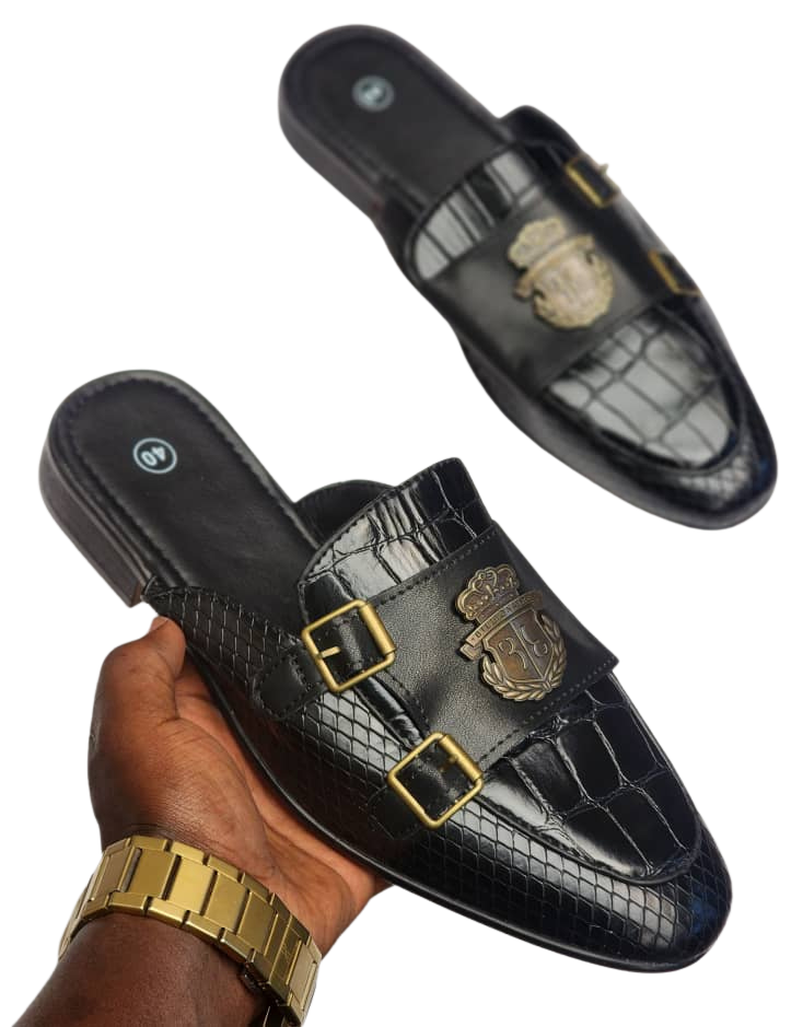 Billionaire Mules black Leather Slides