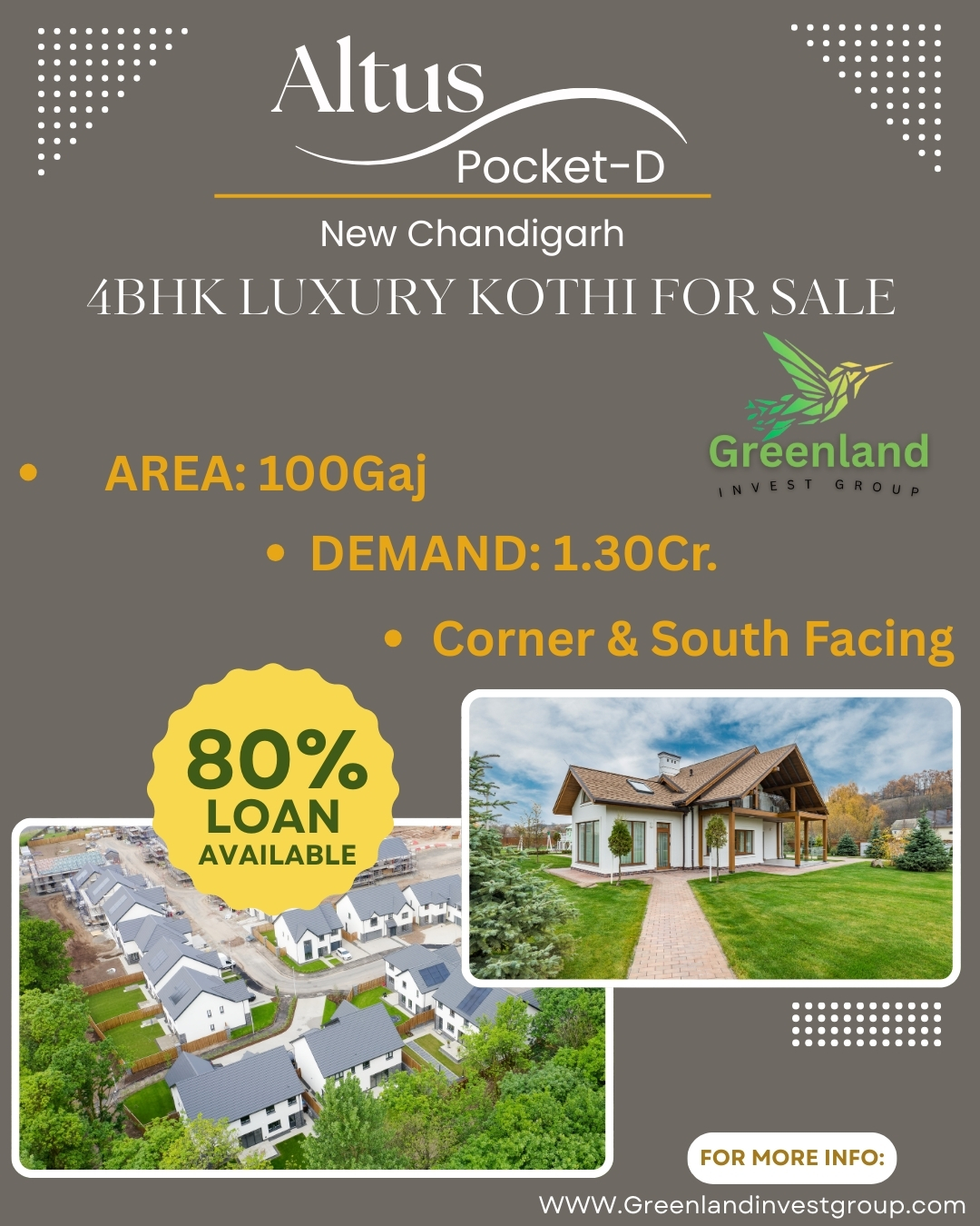 New Chandigarh Altus Pocket- D 4BHK Luxury Kothi for Sale