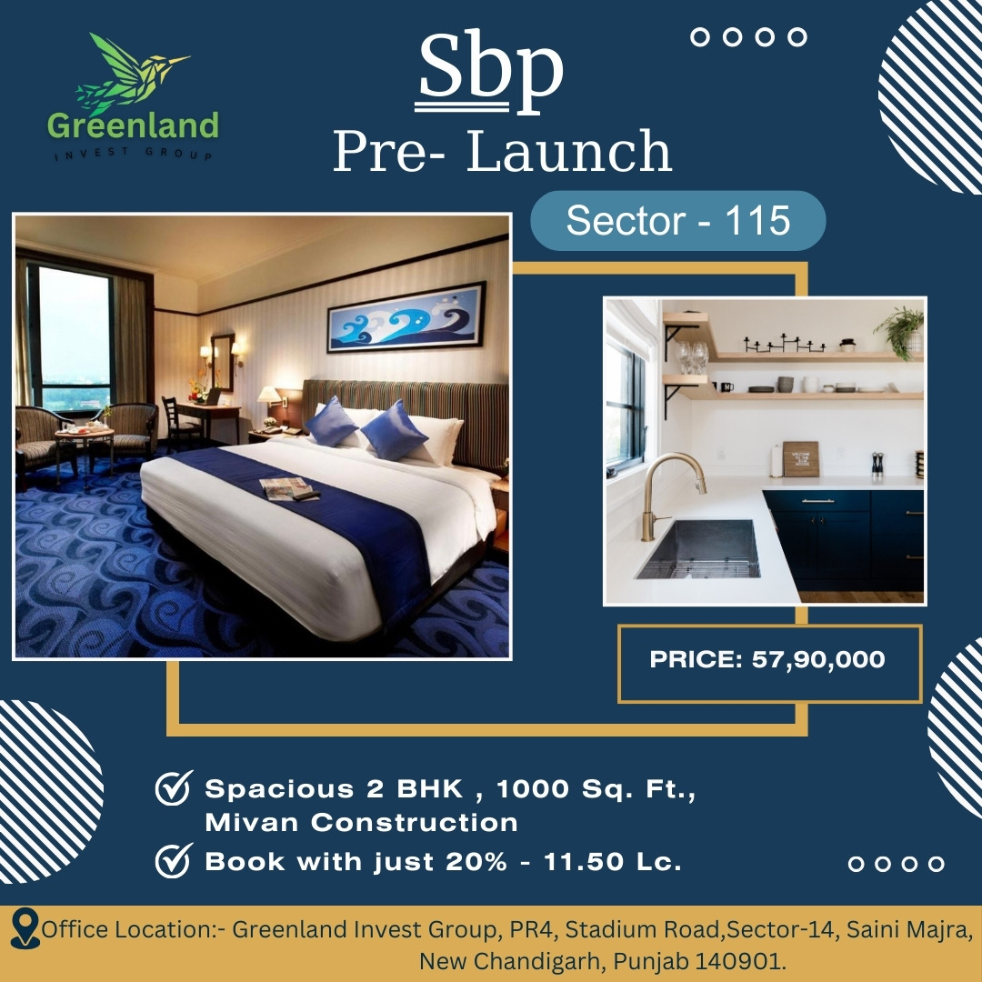 Sbp Pre-Launch sector-115 ! 🏙️✨ 🏡 Spacious 2 BHK | 1000 Sq. Ft. | Mivan Construction 🏗️🔹