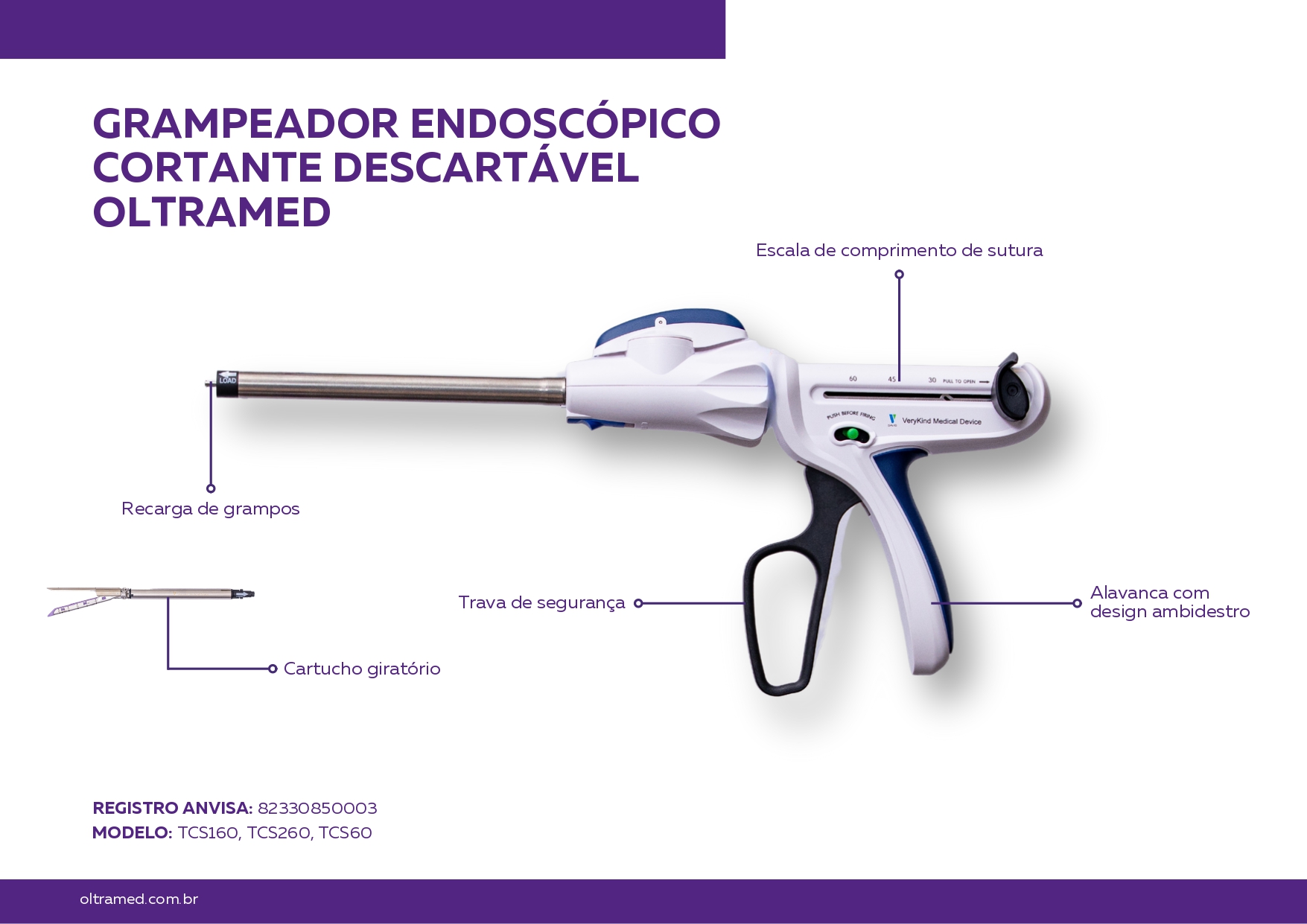 Grampeador Endoscópico Cortante Descartável