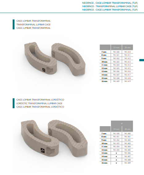 Neospace Cage Lombar Transforminal (TLIF)