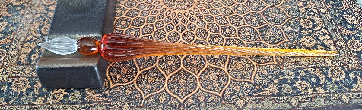 Vintage Glass Dip Pen - Amber