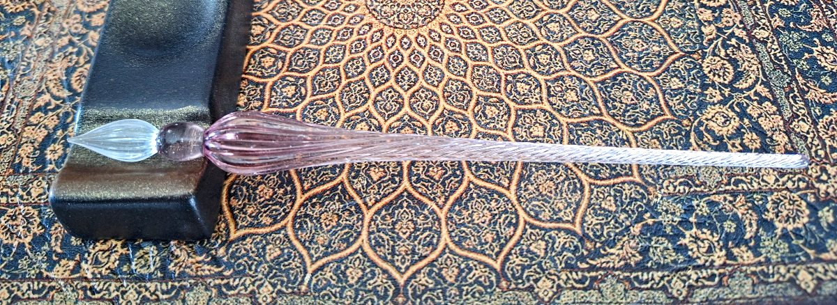 Vintage Glass Dip Pen - Dusty Pink