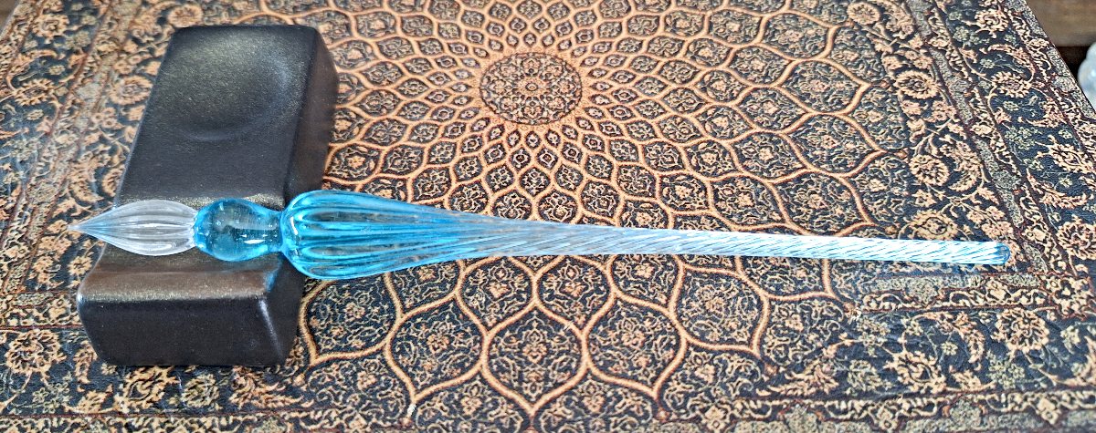 Vintage Glass Dip Pen - Light Blue