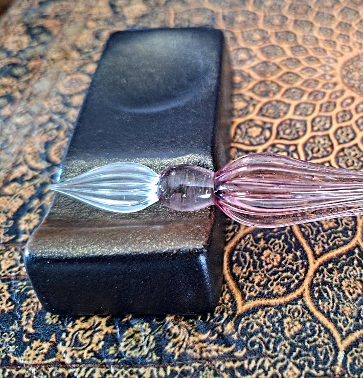 Vintage Glass Dip Pen - Dusty Pink