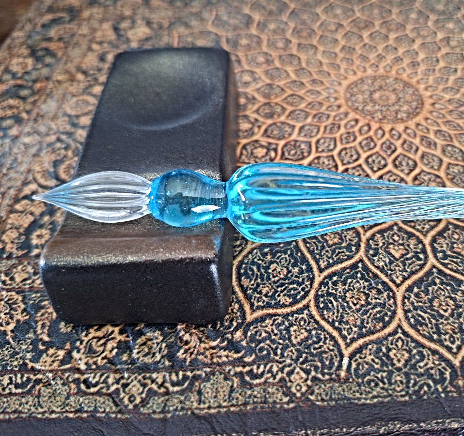 Vintage Glass Dip Pen - Light Blue