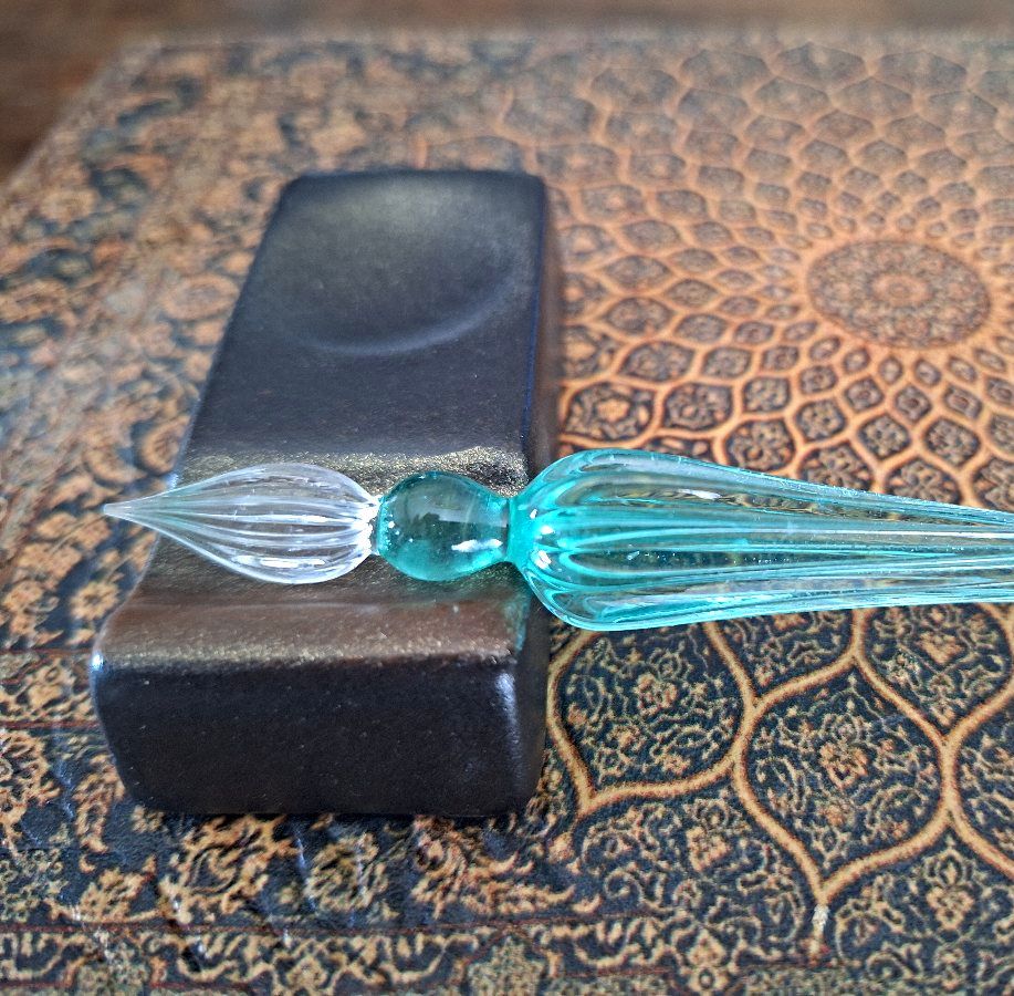 Vintage Glass Dip Pen - Sea Foam