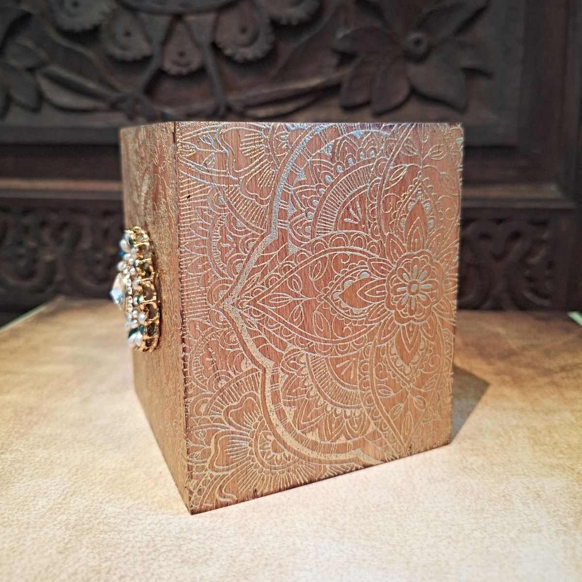 Lahore Wooden Pen Holder - Green Gem