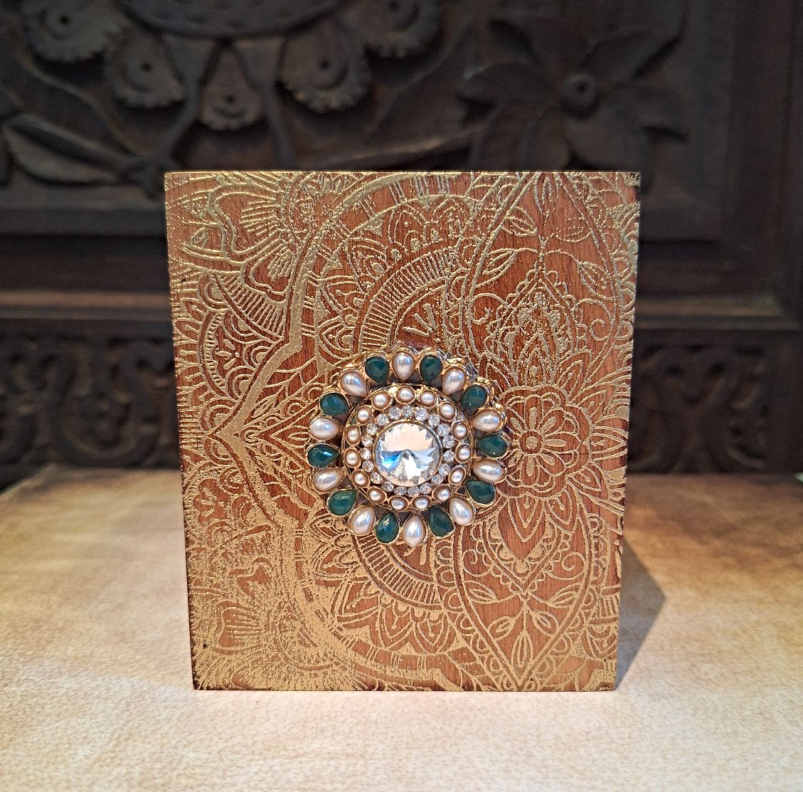 Lahore Wooden Pen Holder - Green Gem