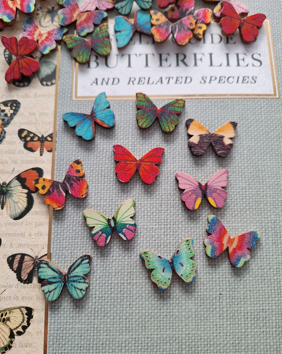 Set of Wooden Butterfly Embellishments