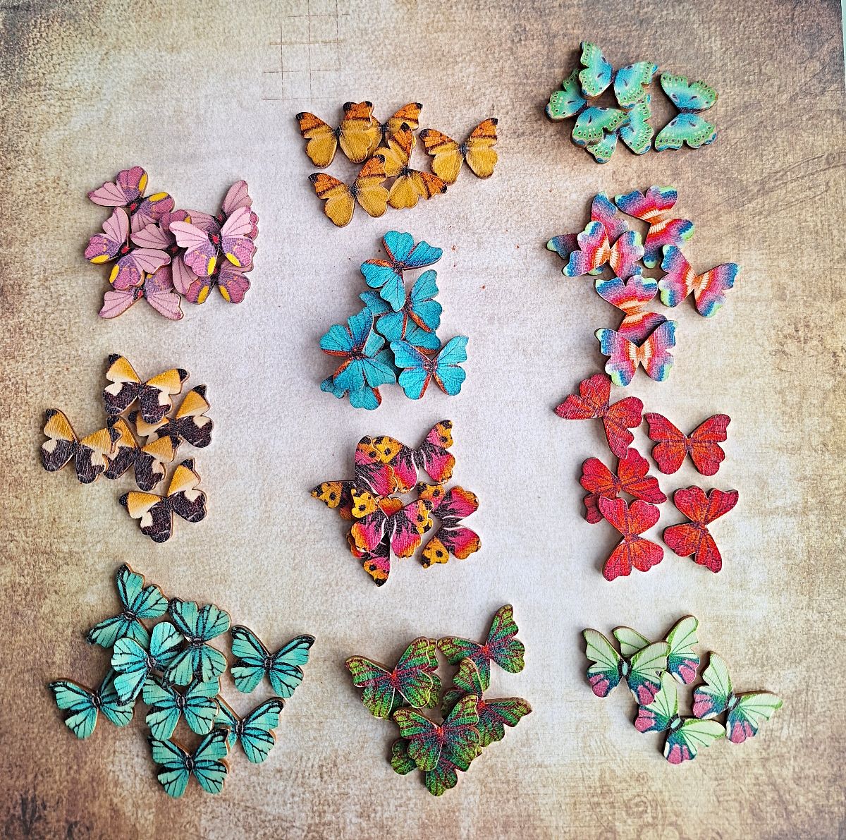 Set of Wooden Butterfly Embellishments