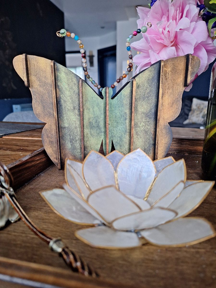 Wooden Moth Art: Nature’s Touch with Agate