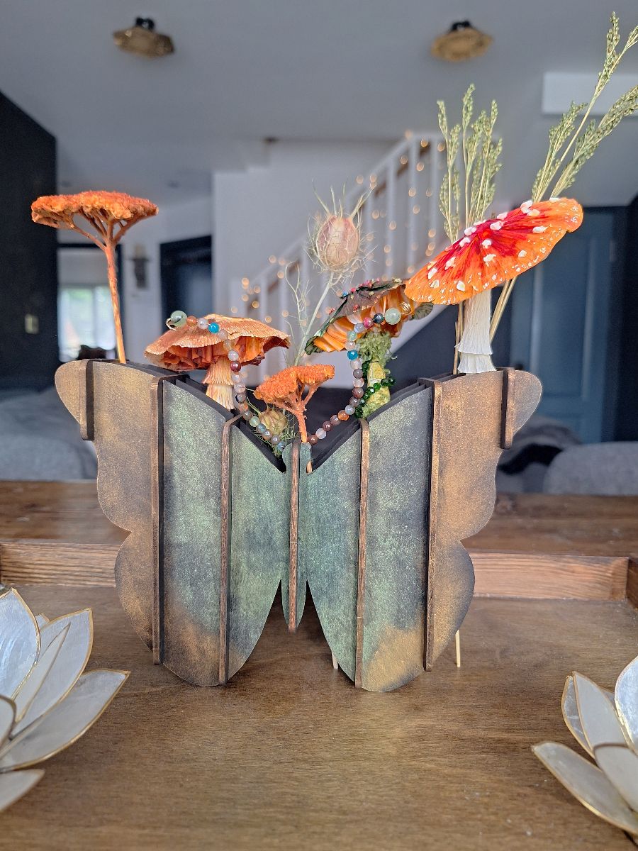 Wooden Moth Art: Nature’s Touch with Agate