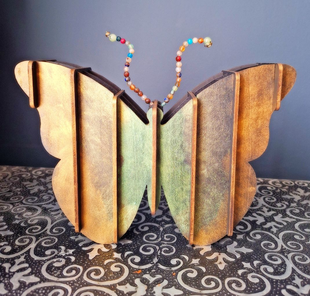 Wooden Moth Art: Nature’s Touch with Agate