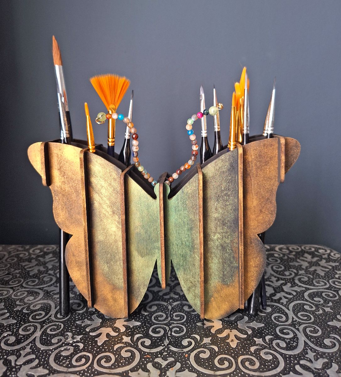 Wooden Moth Art: Nature’s Touch with Agate