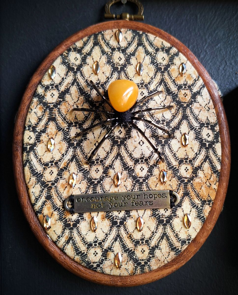 Encourage Your Hopes Gothic Embroidery Hoop